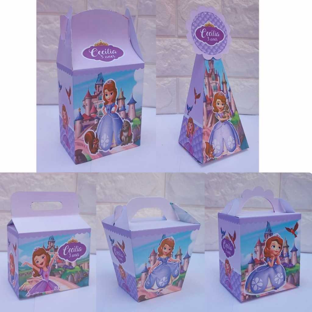 Kit Festa da Princesa Sofia PEGUE E MONTE Caixinhas Personalizadas lembrancinhas para Festas e Aniversários