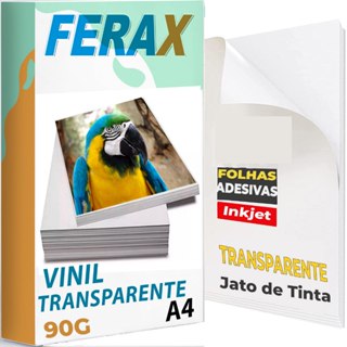 Vinil Adesivo 100% Transparente Ferax  Folhas papel vinil A4 Impressora Jato de Tinta - Pode Resinar em Oferta na Shopee