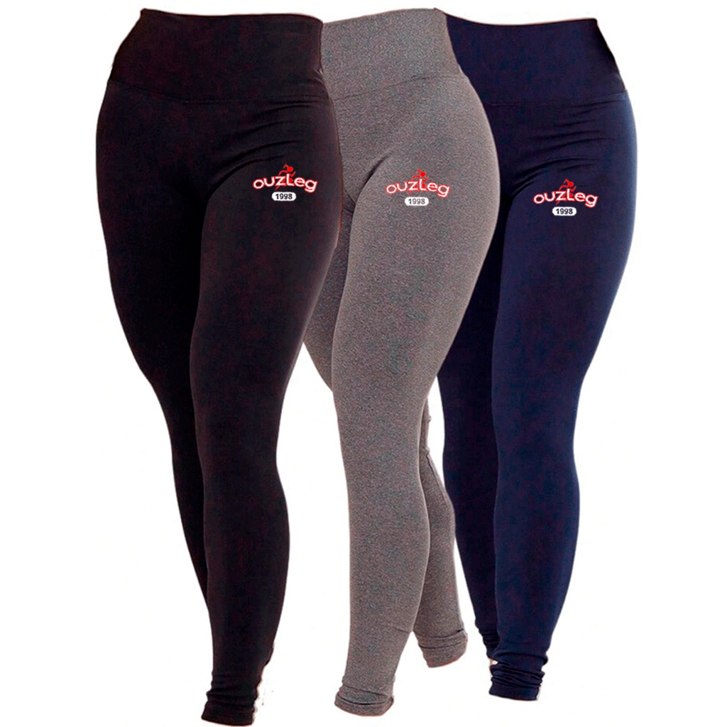 Kit 3 Calça Leg Legging Suplex Feminina Cintura Alta Academia em Oferta na Shopee