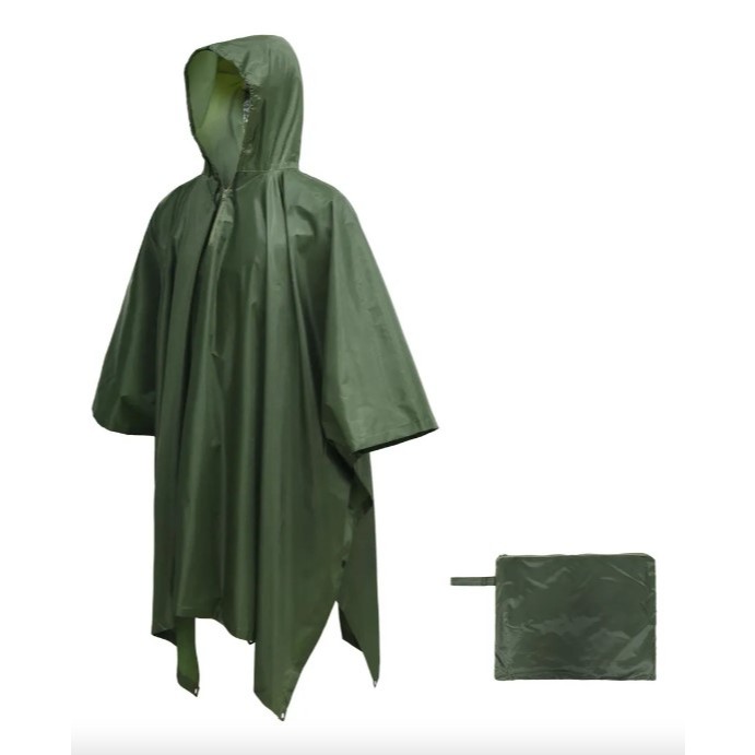 Capa de chuva impermeável leve com capuz para Caminhada, Poncho ao ar livre, Tapete de barraca de acampamento (3536)