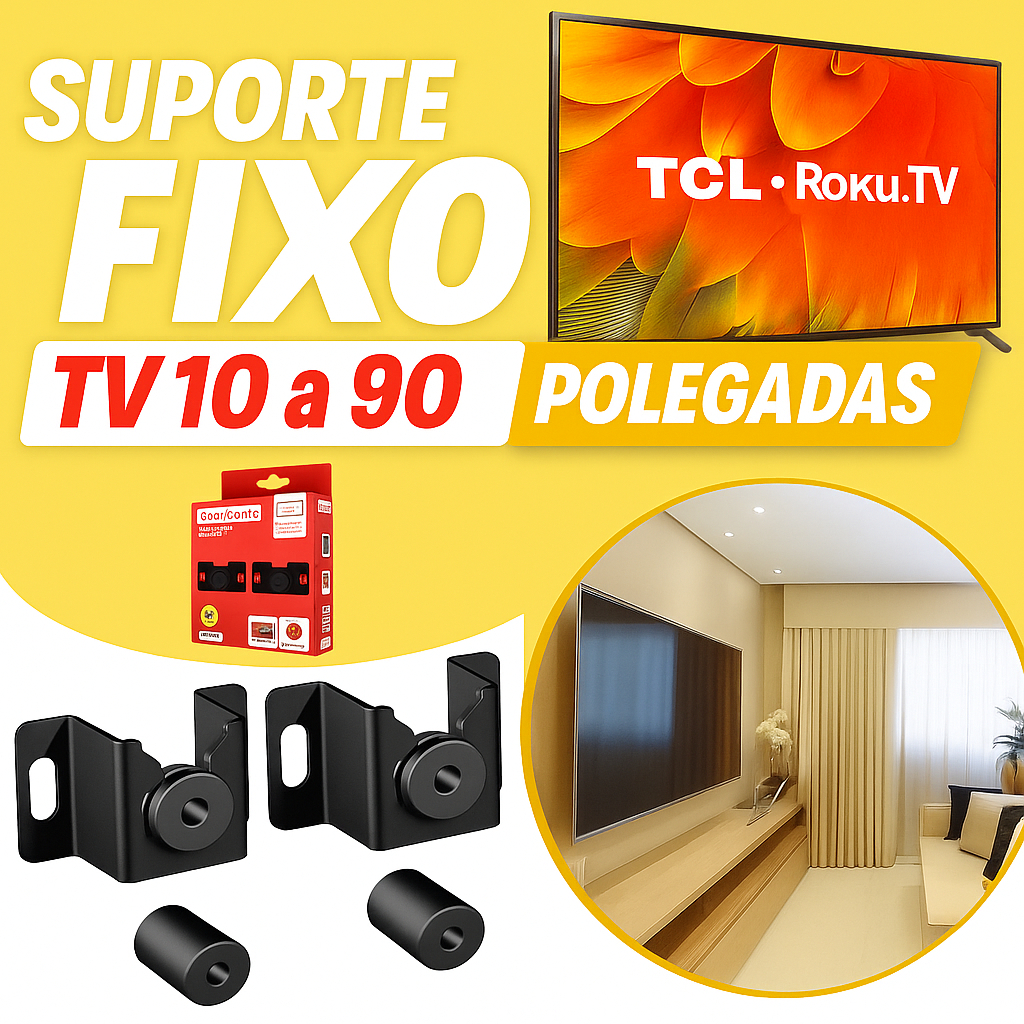 Suporte Fixo de Parede Universal TV 10 a 90 Pol - Compatível Padrão VESA