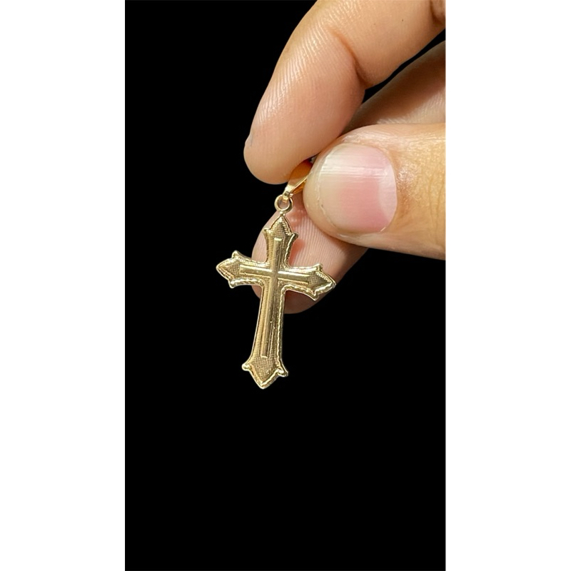 pingente cruz masculino banhado a ouro 18k