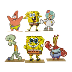 Kit Display de Mesa 6 Peças Para Festa Bob Esponja MDF