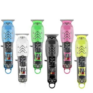 Cortador de Cabelo Profissional Sem Fio com Display LCD Inteligente e Barbeador Transparente para Homens