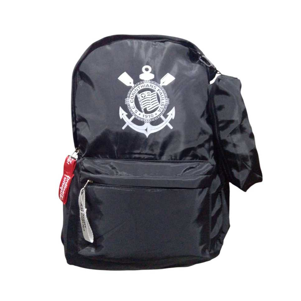 MOCHILA DO CORINTHIANS COM ESTOJO PRETO em Oferta na Shopee