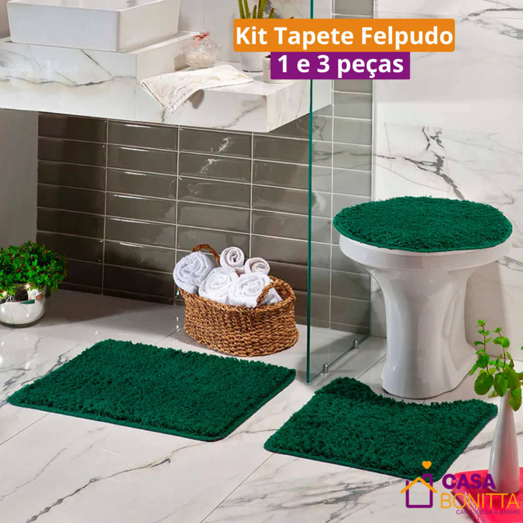 Kit Jogo de Tapete de Banheiro 1 e 3 Peças Algodão Bello Cotton