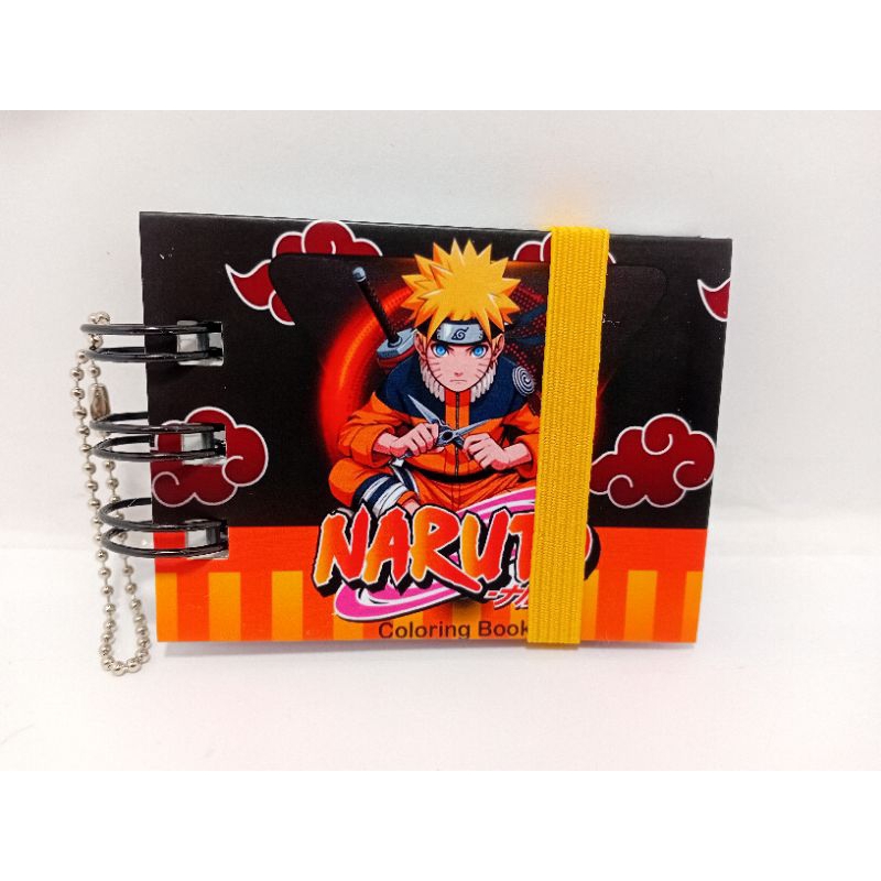 Chaveiro mini livro de colorir Naruto - tamanho 5,5cm x 7,5cm.