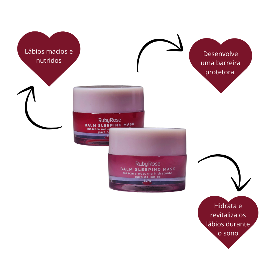 Balm Sleeping Mask Ruby Rose – Hidratação Noturna para Lábios Macios e Cheirosos