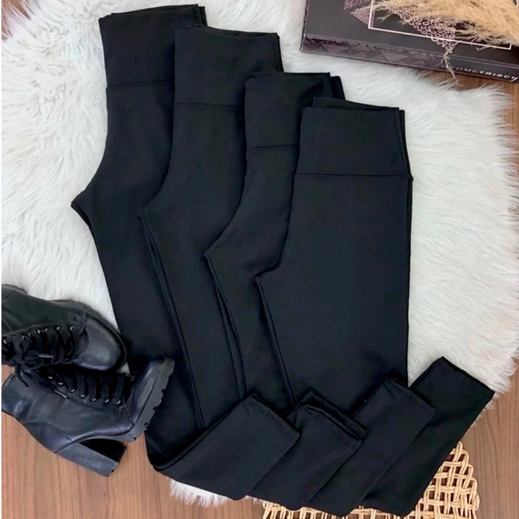 Kit 3 Calça legging Flanelada feminina Peluciada Grossa
