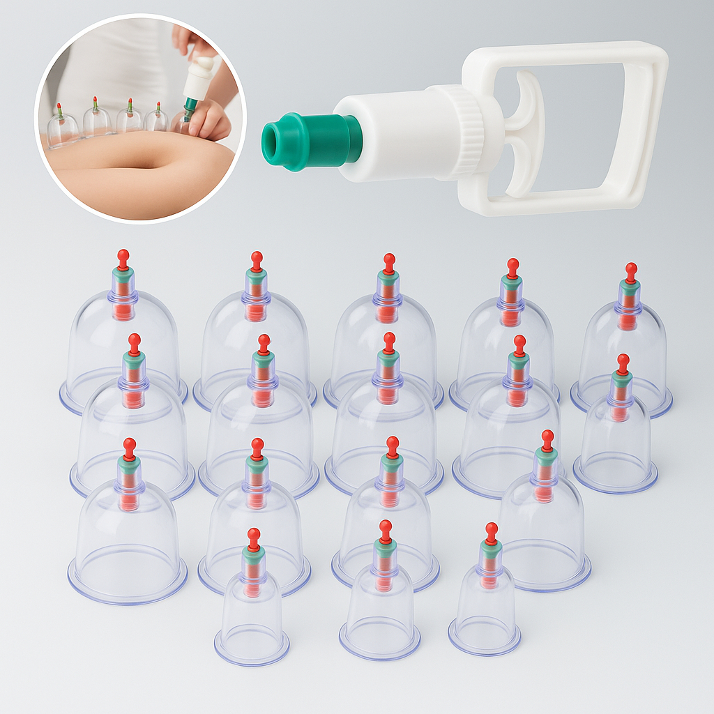 Kit com 12 Ventosas Terapêuticas Ventosaterapia Massagem acupuntura massoterapia chinesa Vácuo Sucção + Bomba