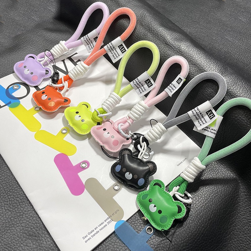 Cordão para celular mais vendido com malha de urso de algodãoAcessórios para corrente de celular