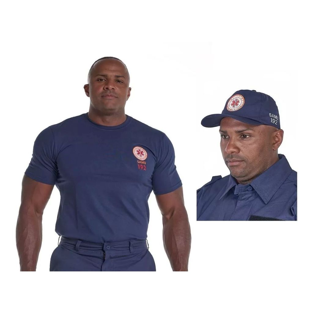 Kit Camiseta E Boné Azul Samu Qualidade