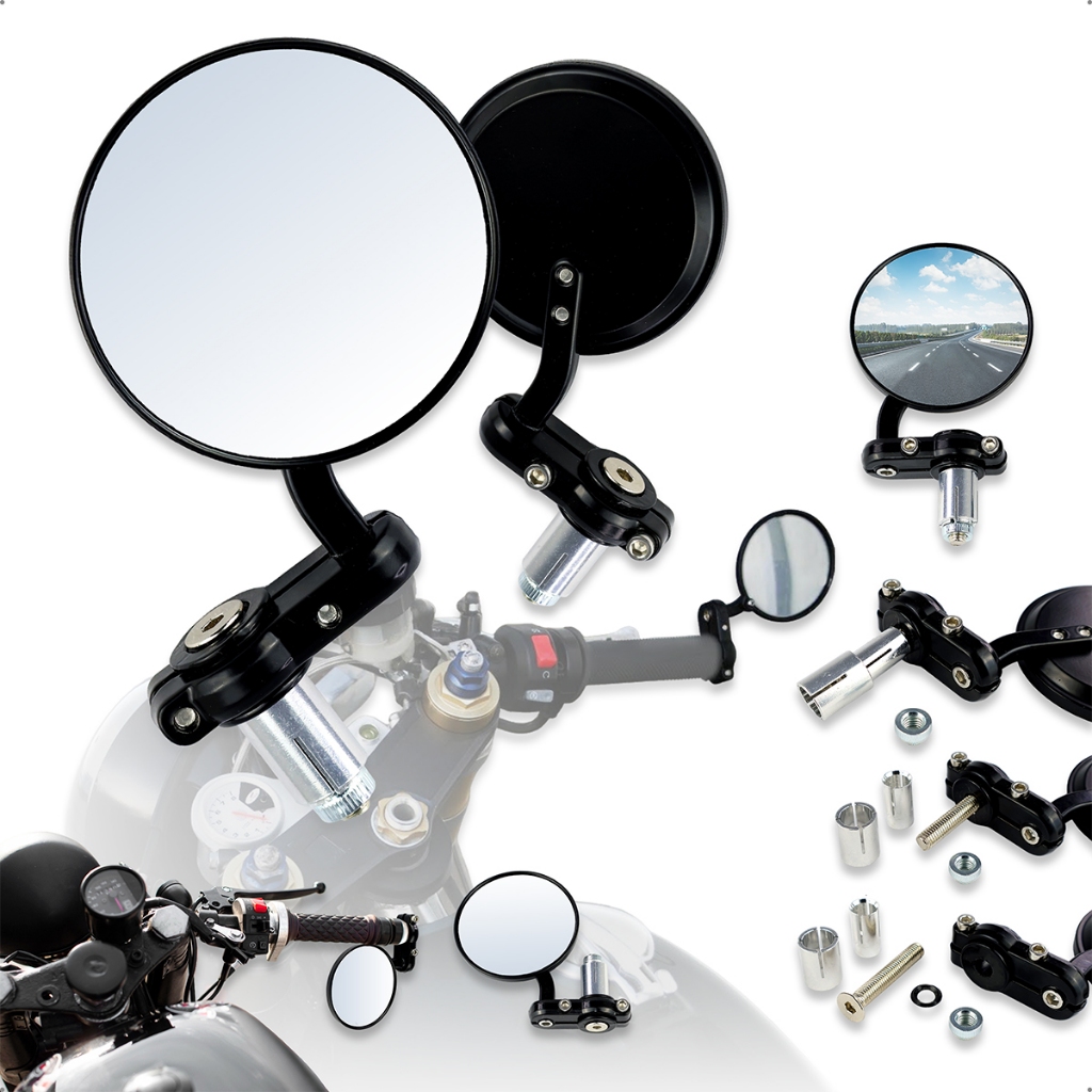 Retrovisor Moto Redondo Ponta Guidão 22mm Café Racer Esportivo Clássico Preto Par antirreflexo em Oferta na Shopee