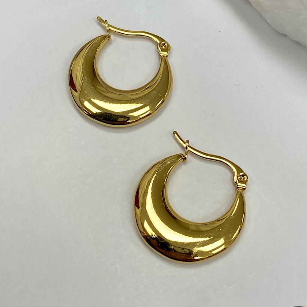Brinco Argola Bold Oval Aço Inoxidável Dourado