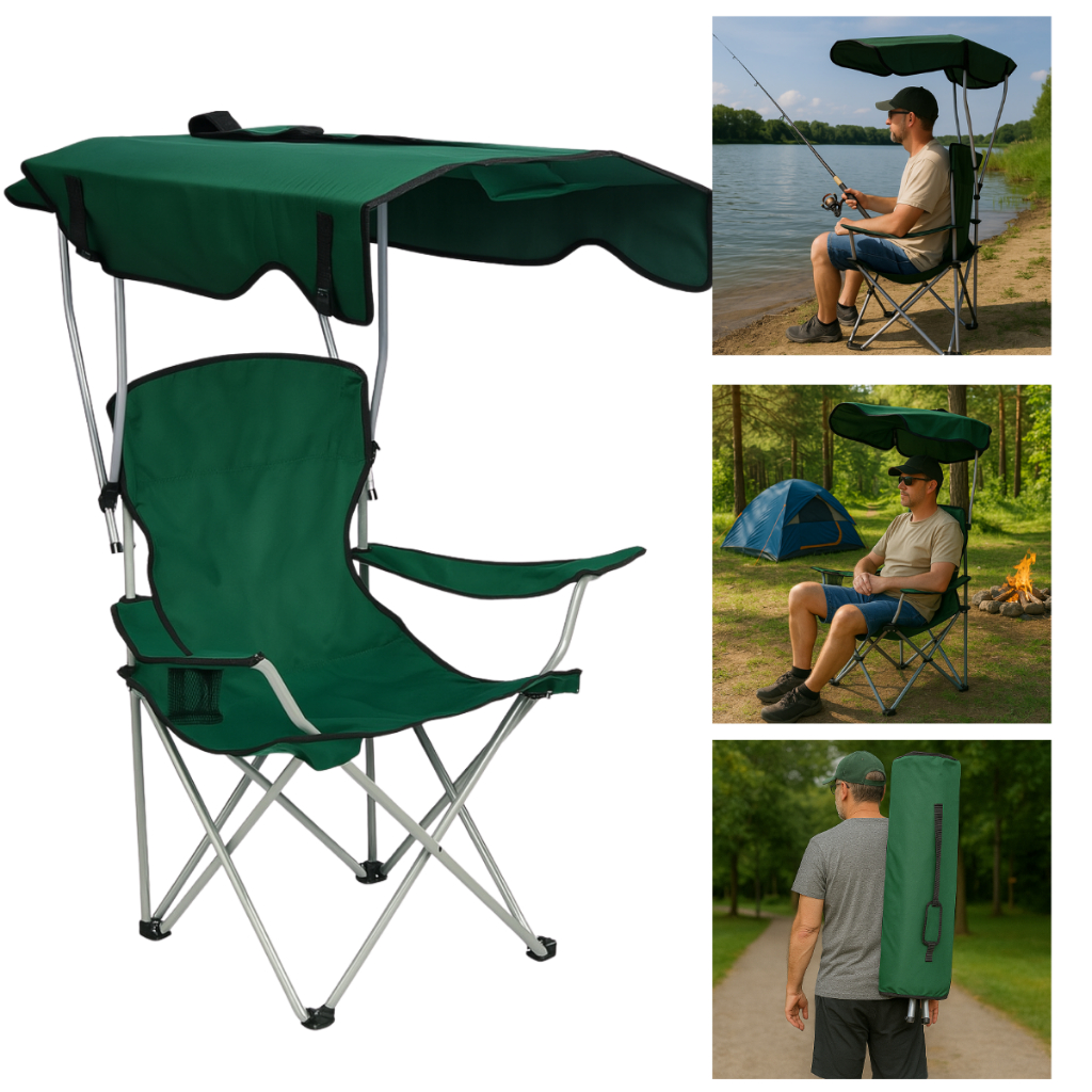 Cadeira  de pesca pescaria De Praia E Piscina Aluminio Reforcada Com Guarda Sol em Oferta na Shopee