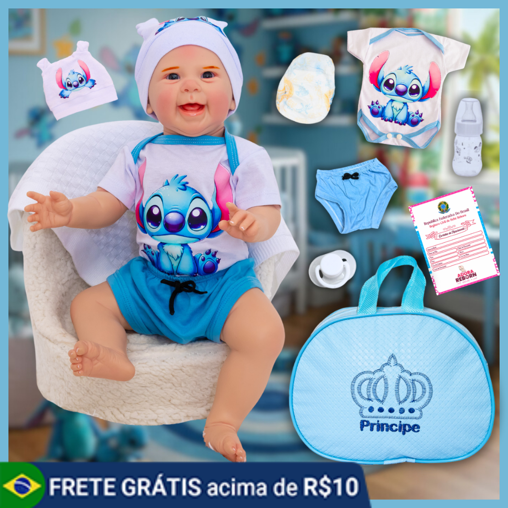 Bebê Reborn Menino Boneco Mayze Original Realista de Silicone Com Bolsa Maternidade - Mom & Baby
