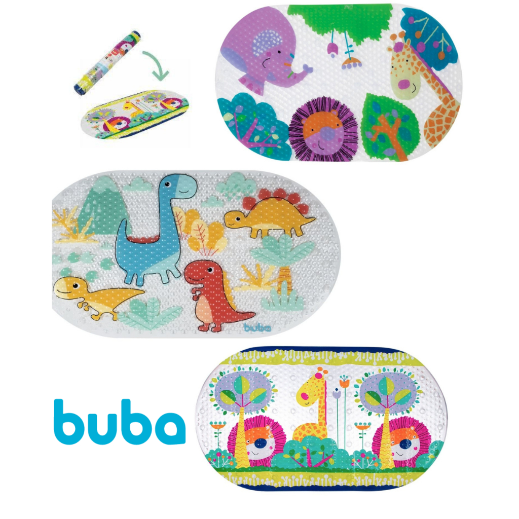 Tapete de banho Antiderrapante Infantil Buba com Ventosa para Box Banheira Infantil Diversos Modelos