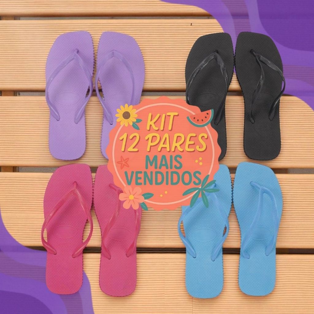 Kit 12 Pares Chinelo Sortido Unissex 33 ao 39 | Leve Macio Confortável Ideal p/ Revenda Shopee em Oferta na Shopee