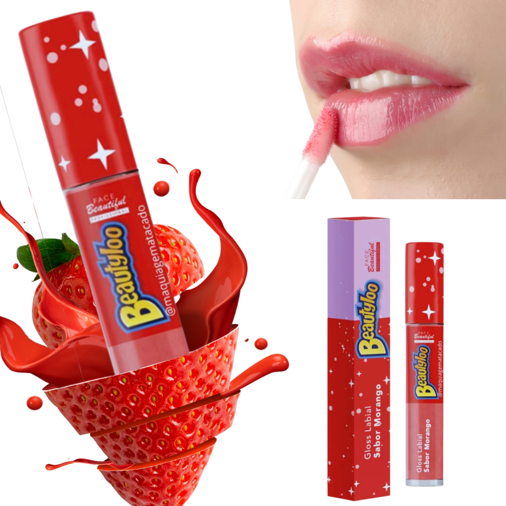 Lip Gloss Morango Beautiloo Lip Oil Hidratante Brilho Labial Batom