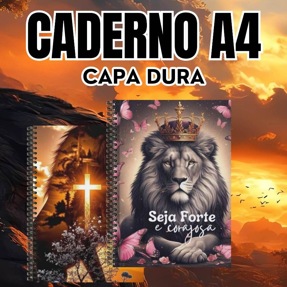 Caderno Cristão Leão de Judá – Inspirado pela Palavra 1,10,15 e 20 Matérias - Caderno Escolar Perfeito
