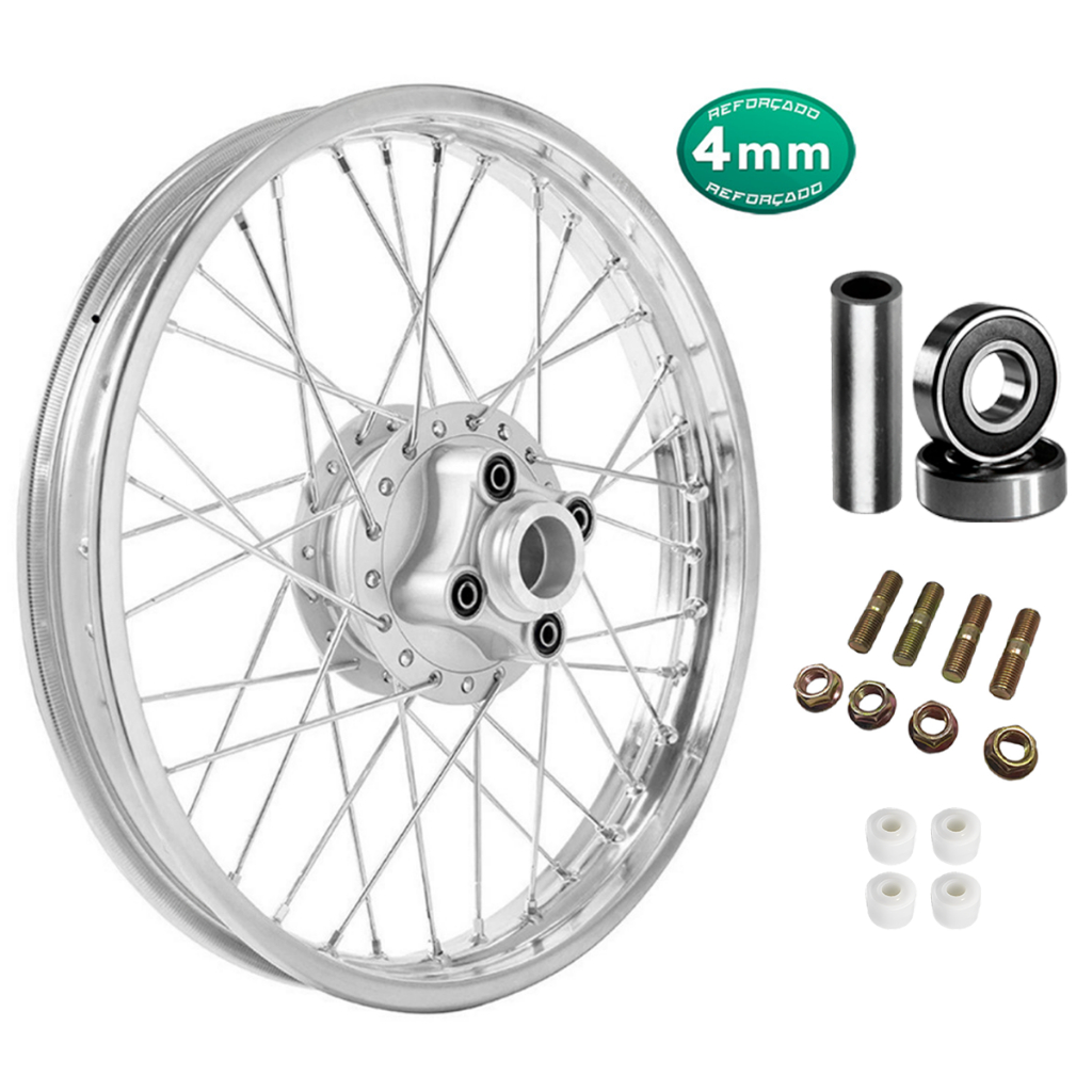Roda Traseira Completa Cg 125 Titan 83 A 99 com Raio 4mm + Rolamentos + Prisioneiros + Buchas