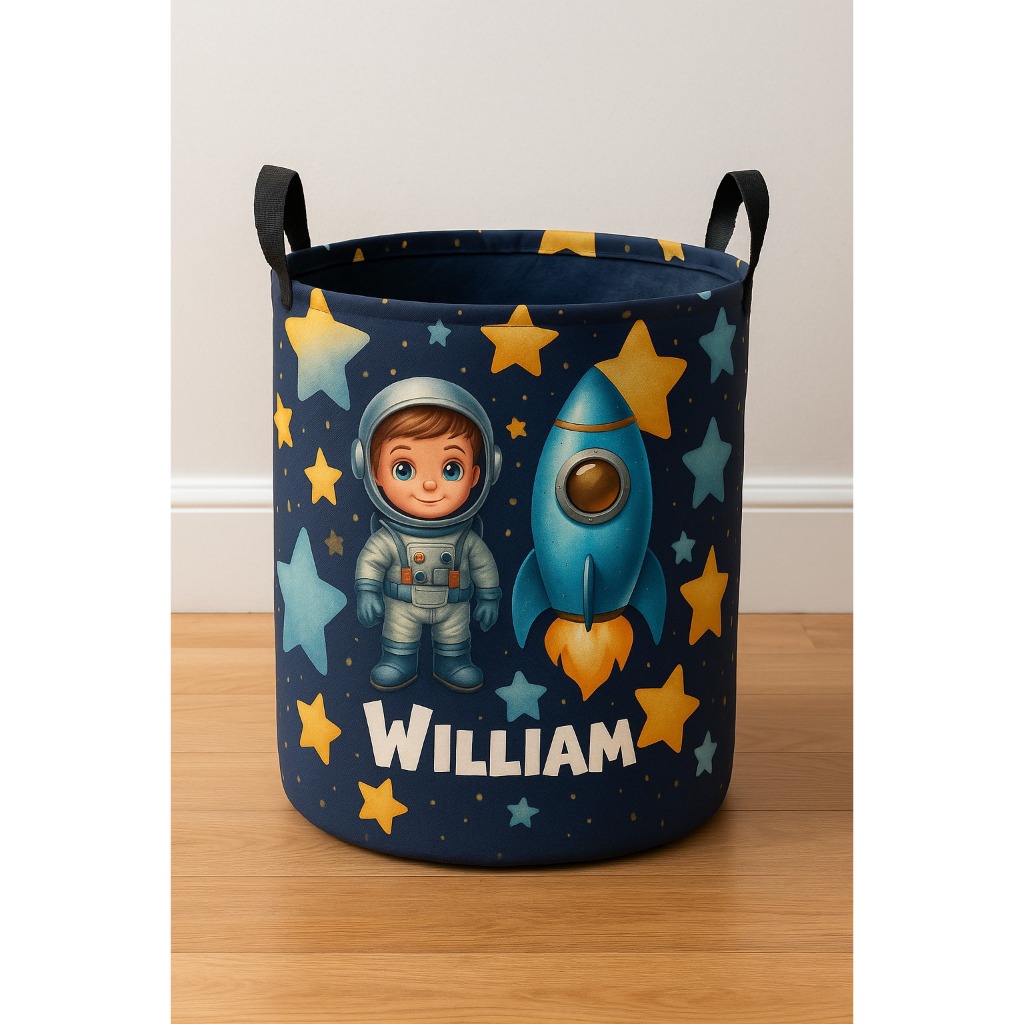 Cesto De Brinquedos Organizador Personalizado Com O Nome Astronauta