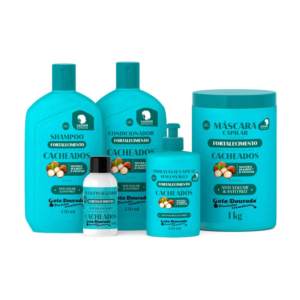 Tratamento Completo Cabelos Cacheados Gota Dourada - 5 Itens em Oferta na Shopee