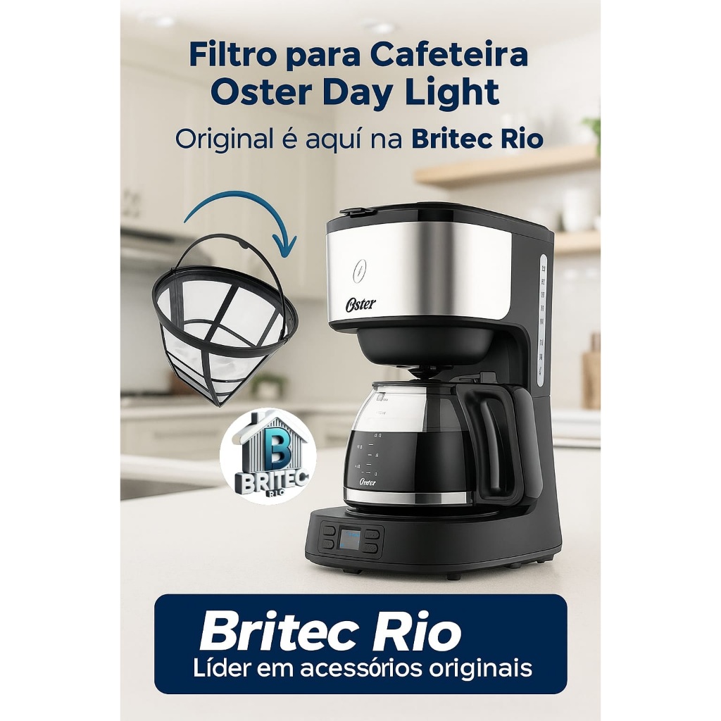 01 Filtro Permanente Para Cafeteira Oster Day Light Red Programável(30x)
