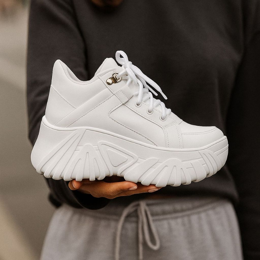Tênis Feminino Bota Buffalo Chunky Solado Alto 7cm Tratorado Promoção Queima De Estoque