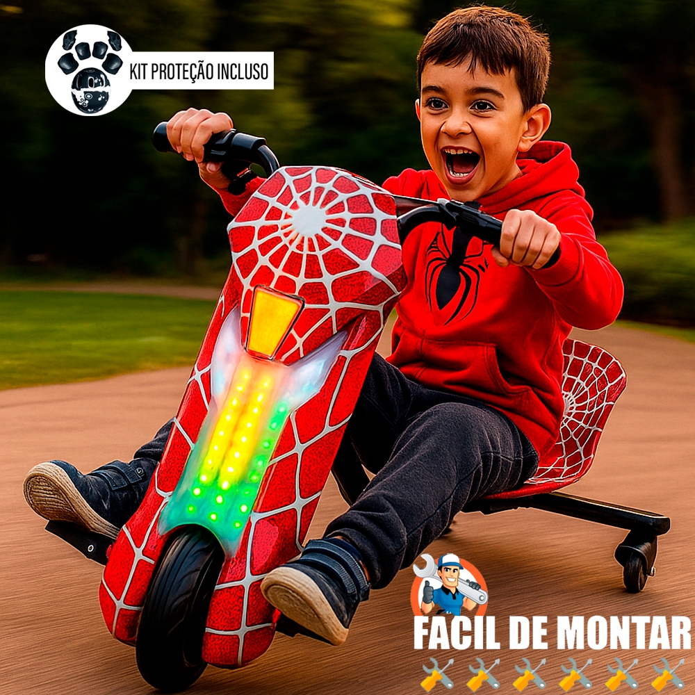 Triciclo Infantil Elétrico Drift 8' Poleg. com Bluetooth MP3