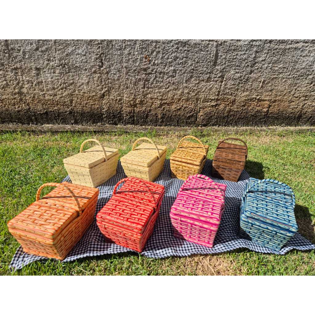 CESTA DE PIQUENIQUE FIBRA SINTETICA 22x15x11 - MINI em Oferta na Shopee