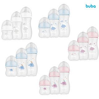 Kit Mamadeiras Recém-Nascido Easy Flow Buba 120/270/330mL Nuvem com Válvula de Respiro e …