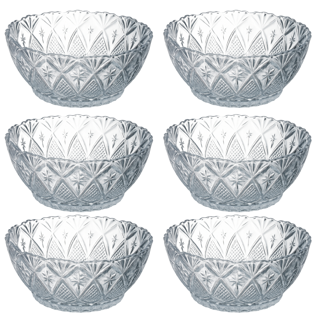Jogo 6 Tigelas De Vidro Lapidado 180ml Sobremesa em Oferta na Shopee