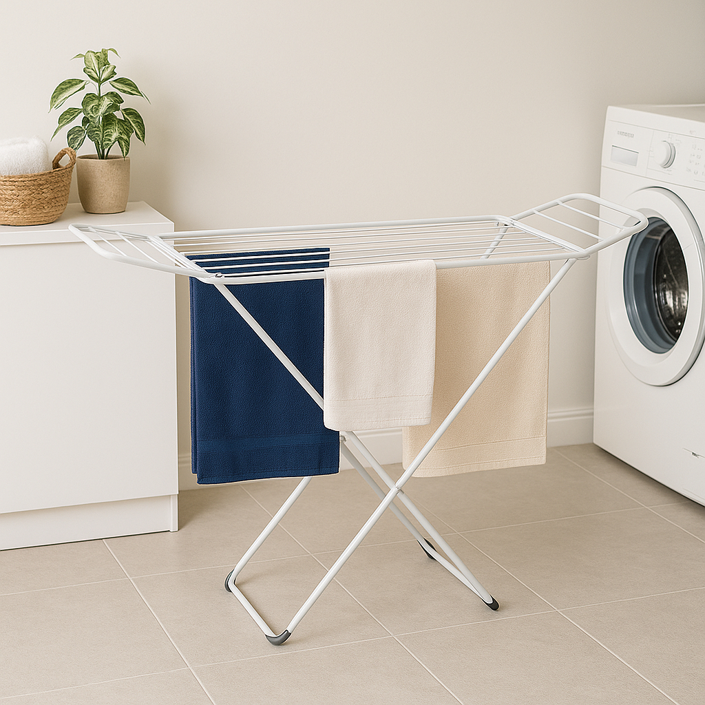 Varal Retratil Portatil Pratico Chao Compacto Abas Roupas Apartamento Branco Preto Prended...