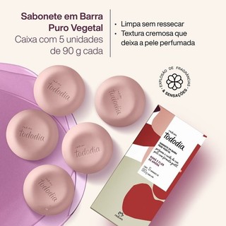 Kit 5 Sabonetes Natura Todo Dia Puro Vegetal Romã & Flor de Amora e Flo de gengibre e tangerina