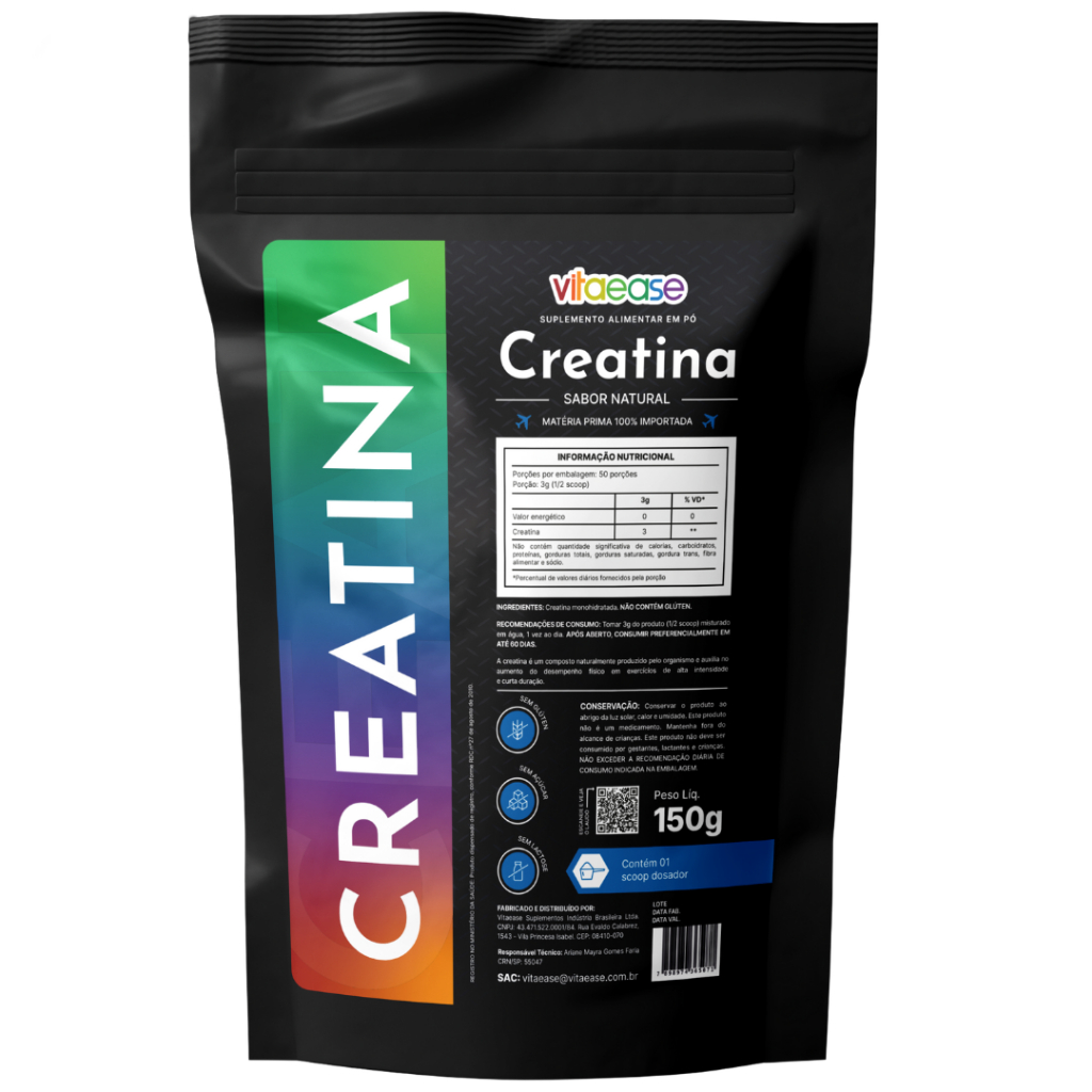 Creatina 150 g Vitaease | Suplemento Alimentar em Pó | Uso Adulto