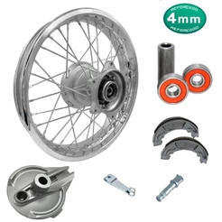 Roda Traseira Raio 4mm Bros 125/150/160 Tambor Espelho/Rolamento e Lona/Espaçador/Eixo Patim/Braço
