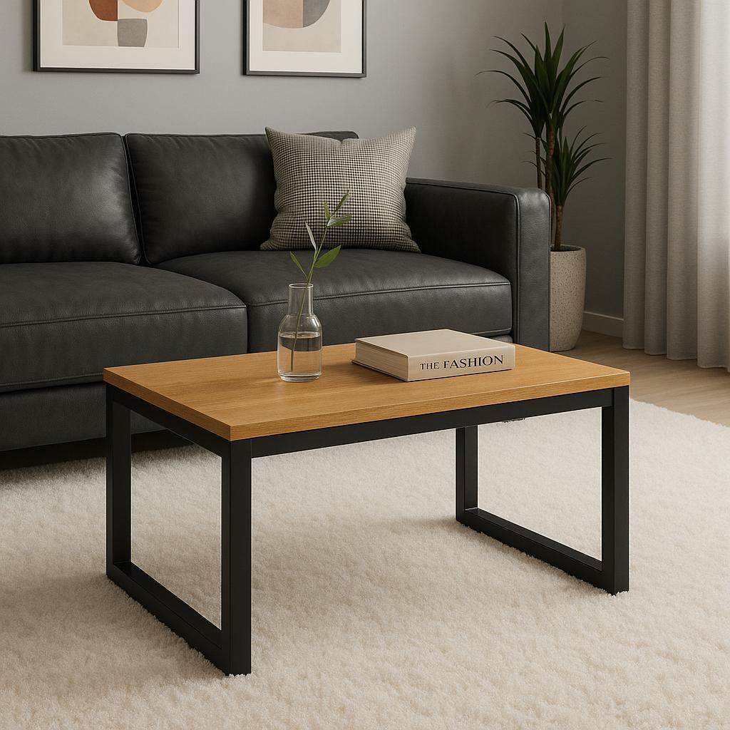 Mesa De Centro Designer Moderno Estilo Industrial Metalon e Madeira · foto 2
