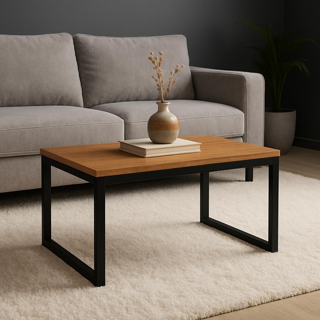Mesa De Centro Sala Industrial Ferro E Madeira Retangular BEST em Oferta na Shopee