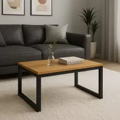 Mesa De Centro Designer Moderno Estilo Industrial Metalon e Madeira