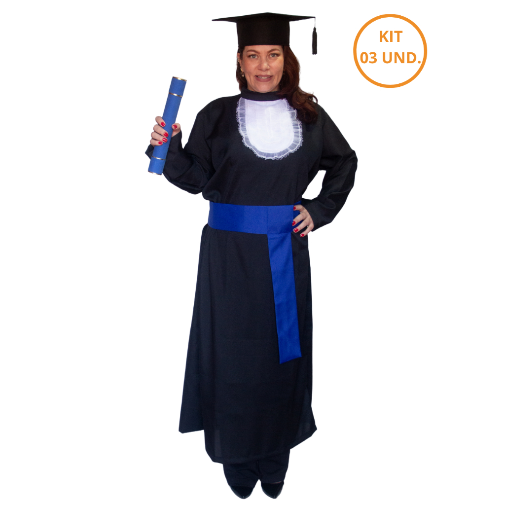 Kit 3 Becas De Formatura Adulto Completas Com Capelo E Canudo