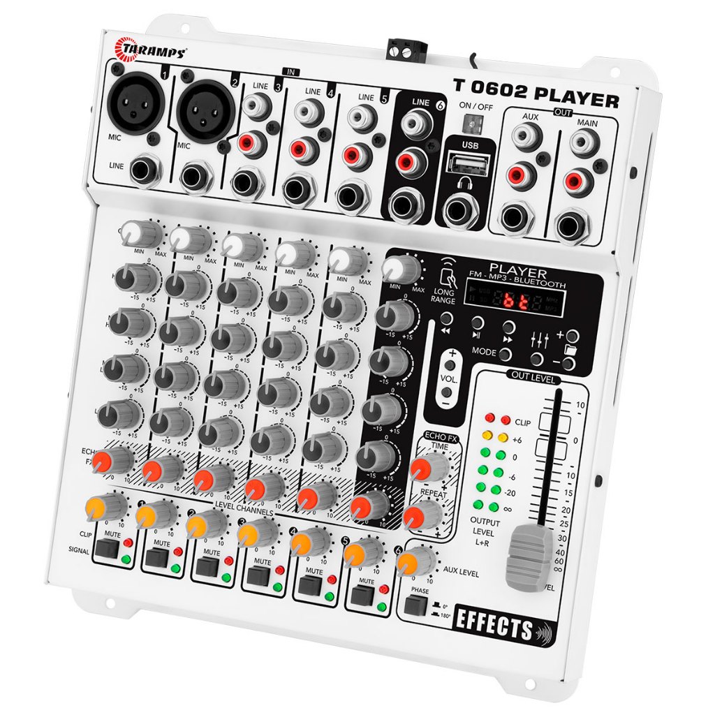 Mesa de Som Taramps T 0602 Player 6 Canais com Efeito Echo FX em Oferta na Shopee