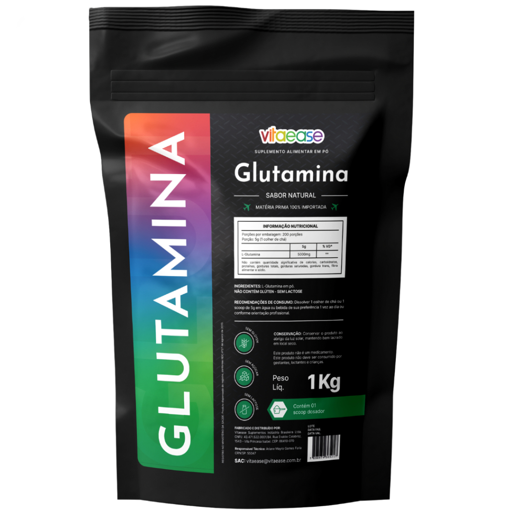 Glutamina 1 kg Vitaease | Suplemento Alimentar em Pó | Uso Adulto