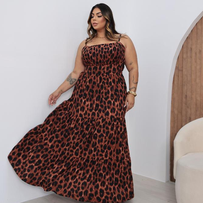 VESTIDO LONGO PLUS ONCA DUNA em Oferta na Shopee