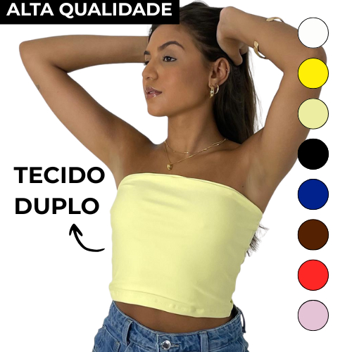 Cropped Feminino Top Tube Tomara que Caia Duplo Suplex Premium Sem Bojo
