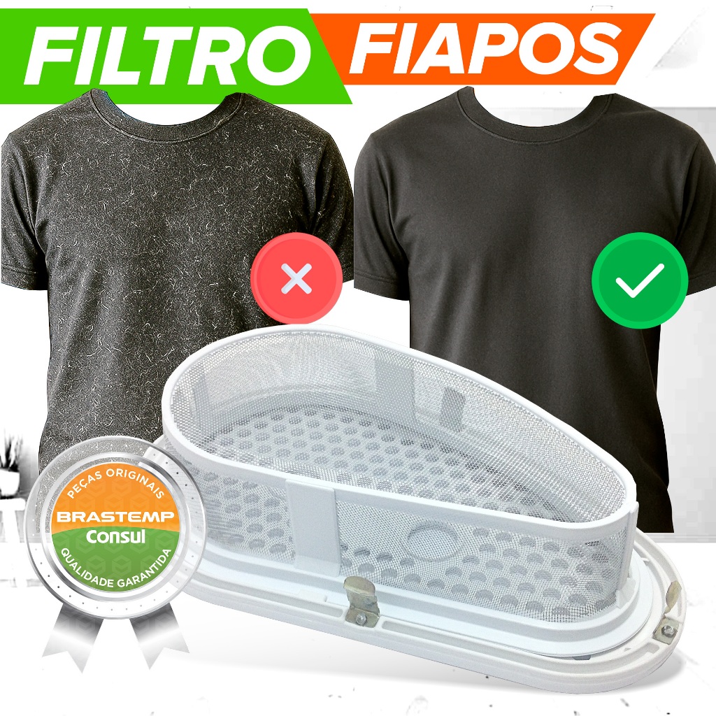 Filtro Fiapos Secadora Brastemp Ative Original 326043145 Tampa Kit Vários Modelos BSR BSI BSX