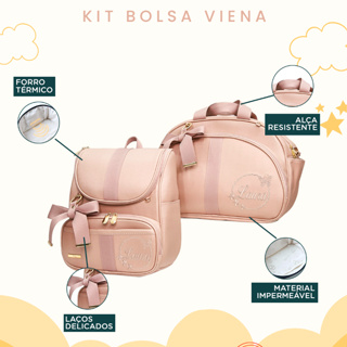 Kit Maternidade 2 Peças Bolsa e Mochila Personalizado Térmica Impermeável, Coleção Viena em Oferta na Shopee