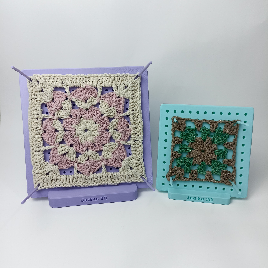 Blocador para Crochê Square – Tamanhos 15x15 e 21x21 com Base e Palitos