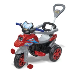 Triciclo Infantil Moto Trail Maral com Pedal, Haste Direcionável, Cinto e Apoio de Pé Motoca 2 em 1
