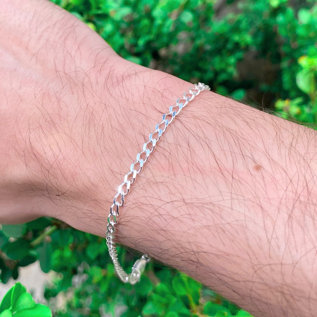 Pulseira Prata 925 Grumet 3mm Masculina Legitima 21cm Legítima Escama de Peixe